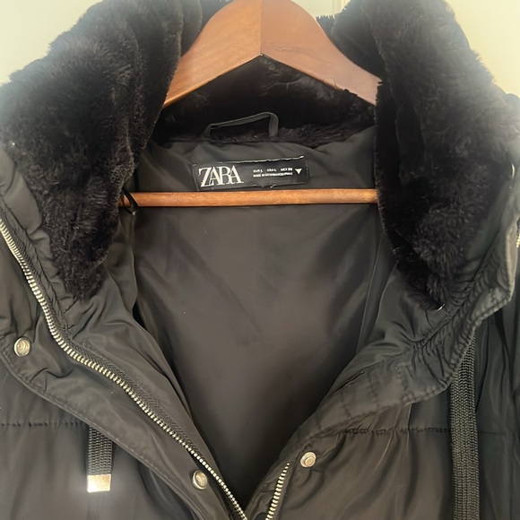 Zara Black Quilted Coat - Large - Picture 4 of 10